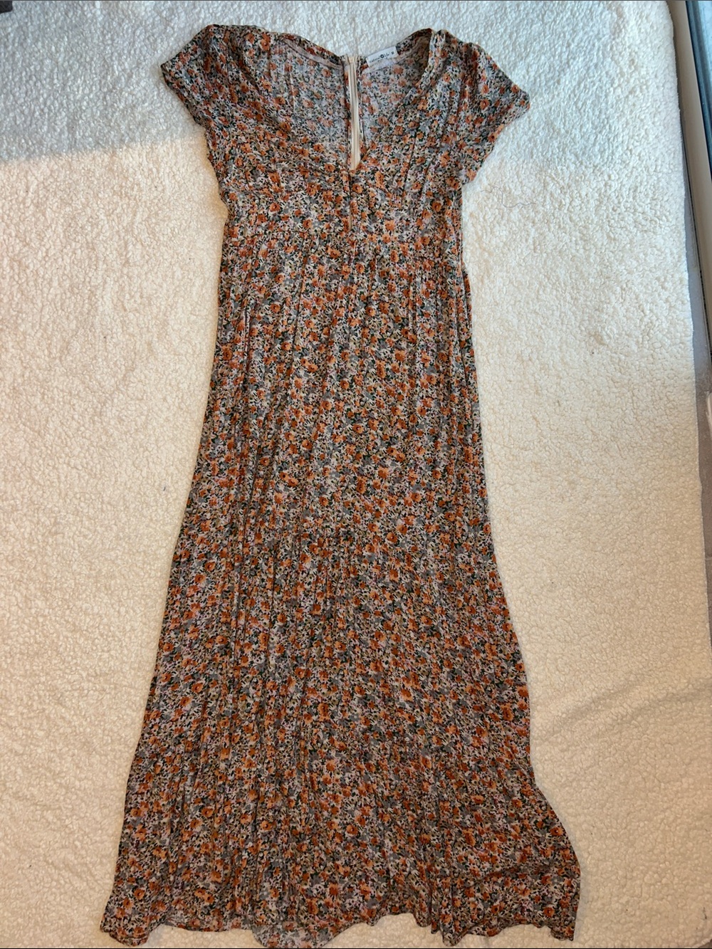 NATURAL LIFE Orange and Green Floral Maxi Dress